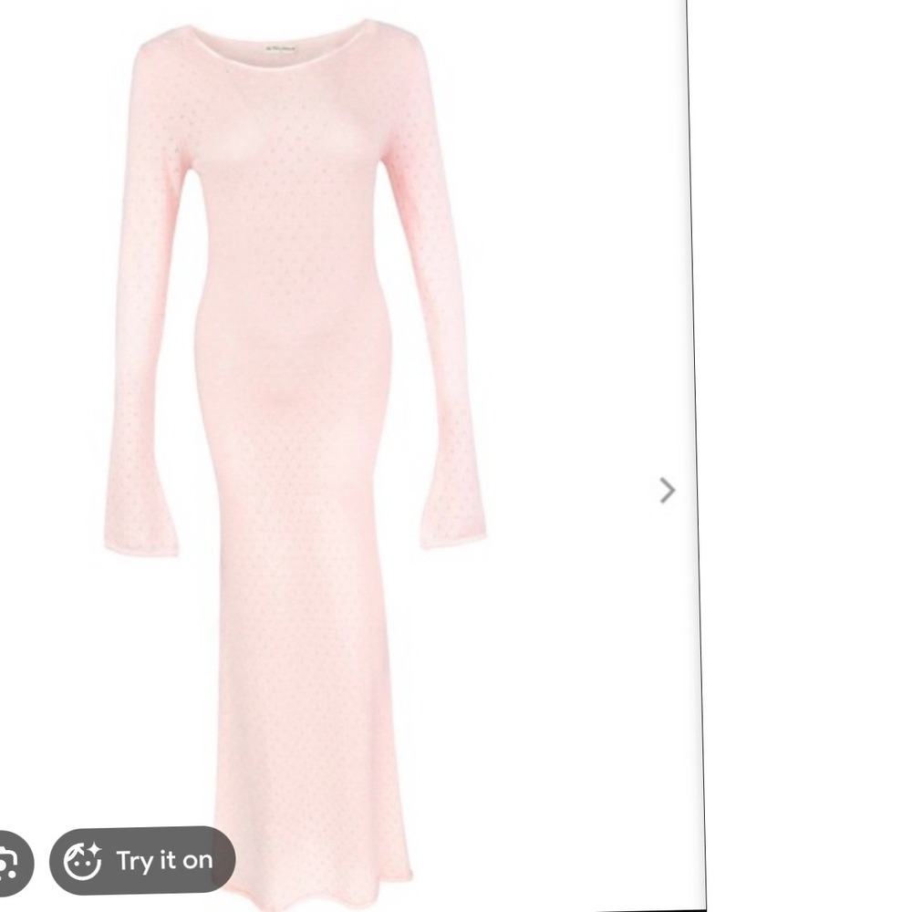My Mum Made It Blush Pink Pointelle Knit Maxi Dress Long Sleeve Small